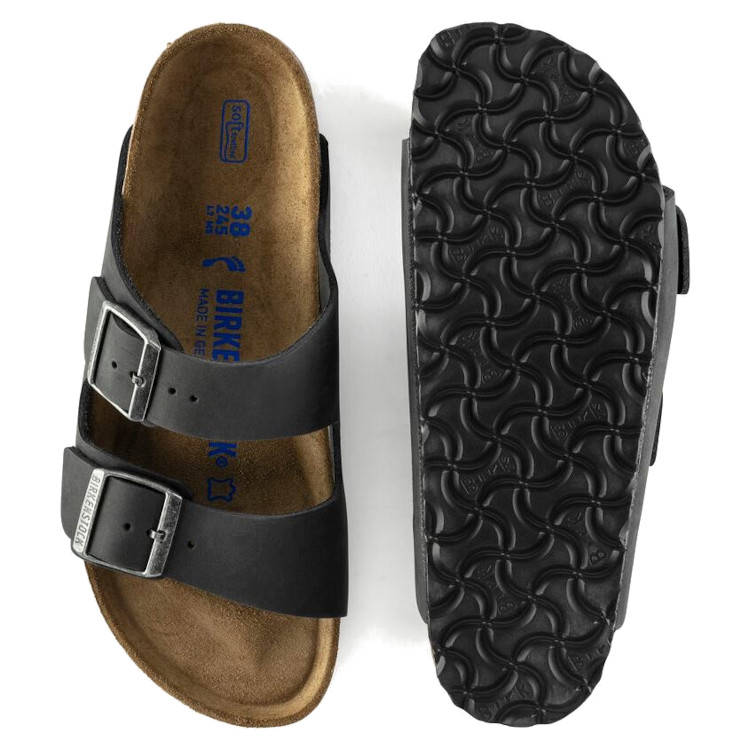 Birkenstock Arizona SFB Oiled Leath Sandal | Black | Reg Width - Men's (0752481) - Image 4